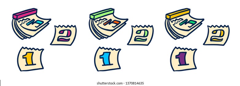 Doodle Calendar icon set. Hand drawn Cartoon set of calendar icons for your web design isolated on white background