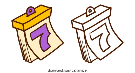 Doodle Calendar icon set. Hand drawn Cartoon set of calendar icons for your web design isolated on white background