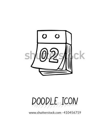 Doodle calendar icon. Vector illustration. Tear-off calendar.