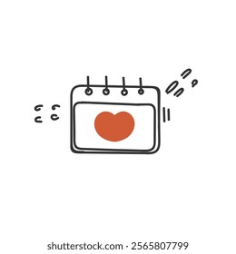 doodle calendar with love sign illustration