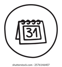 Doodle calendar schedule icon hand drawn with black line in freehand style