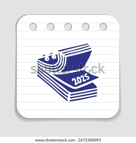Doodle calendar schedule icon hand drawn with blue pen on a notepaper