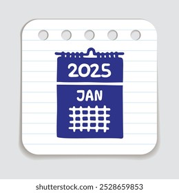 Icono o logotipo del calendario de Doodle, dibujado a mano con la pluma en el aspecto de papel