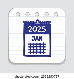 Doodle calendar schedule icon or logo, hand drawn with pen on paper look