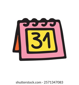 Doodle calendar schedule icon or logo hand drawn with black line, freehand style