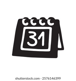 Doodle calendar schedule icon or logo hand drawn in flat style