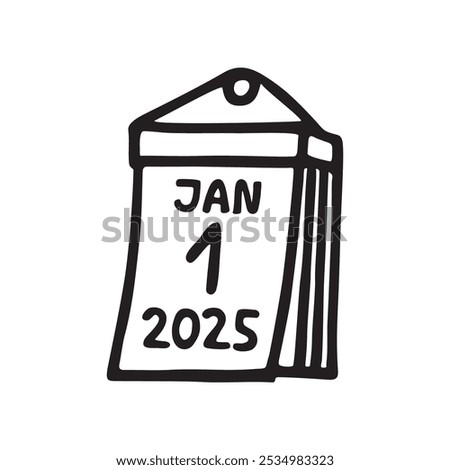 Doodle calendar schedule icon or logo, hand drawn with thin black line.