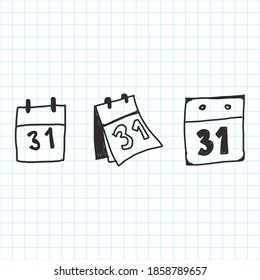 icono de conjunto de calibre de doodle, vector