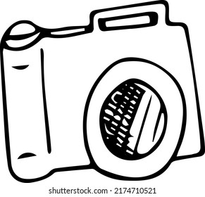Doodle camera illustration, vector illustration. Camera, symbol, icon