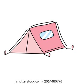 Tienda de acampada con doodle. dibujo manual
