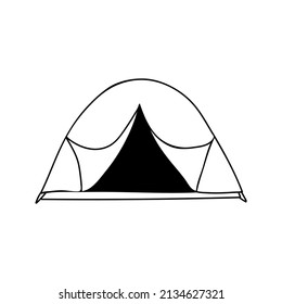 Doodle Camping Zelt doodle Symbol in Vektorgrafik. Handgezeichnete Zeltdoodsymbol auf Vektorgrafik