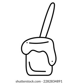Doodle can of paint. Vector black and white illustration.