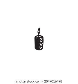 doodle candle black on white background 