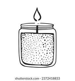 Doodle candle in a glass jar clipart cozy illustration