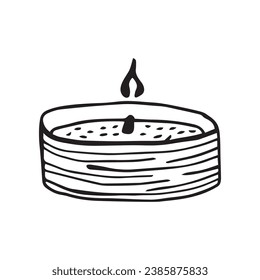 Doodle candle in a glass jar clipart cozy illustration