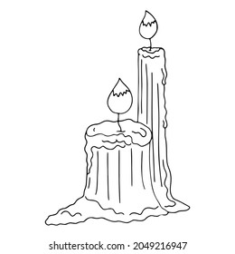 Doodle candle, candle icon for Halloween, vector candle