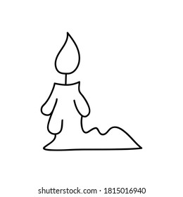 Icono de la vela Doodle aislado en blanco. Símbolo de halloween de diseño, postal, invitación, afiche. Ilustración del material vectorial de dibujo manual. EPS 10