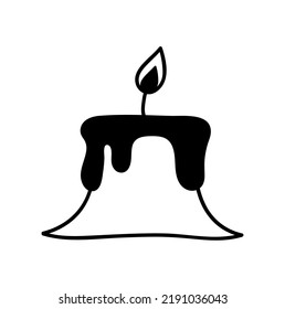 Doodle candle isolated. Outline hand drawn candle. Vector illustration