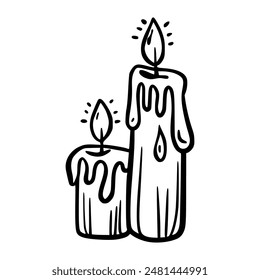 Doodle candle. Magic object. Sketch Images are created without the use of any artificial intelligence software at any stage.