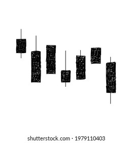 Doodle candle stick bar graph trend for investment stock market and crypto trading