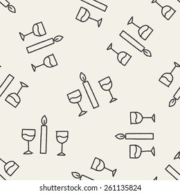 doodle candlelight dinner seamless pattern background