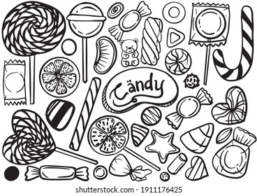 doodle candy hand drawn isolated