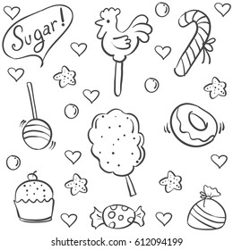 Doodle of candy style collection stock