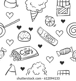 Doodle of candy sweet various collection