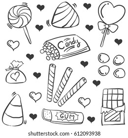 Doodle of candy various collection