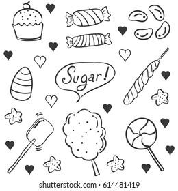 Doodle candy various style hand draw