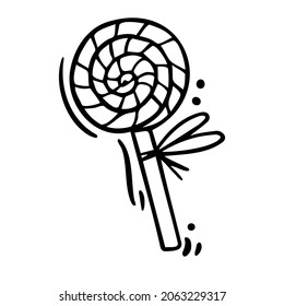 Doodle candy in vector. Idea for design of cards, background, pattern, set or childrens illustration.