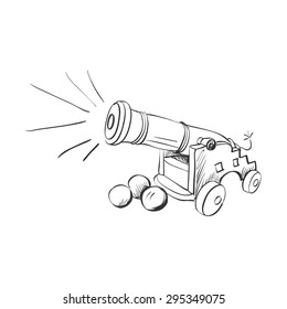 doodle cannon, isolated in white background, excellent vector illustration, EPS 10