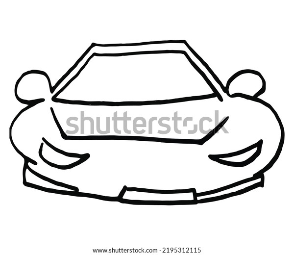 Doodle car drawing . Funny sketch\
scribble style. Hand drawn toy car vector\
illustration.