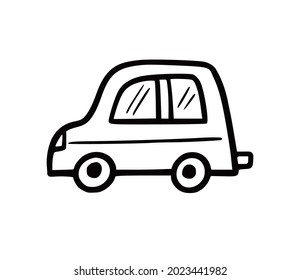 Doodle Car. Funny Sketch Scribble Style. Hand Drawn Toy Car Vector Illustration.