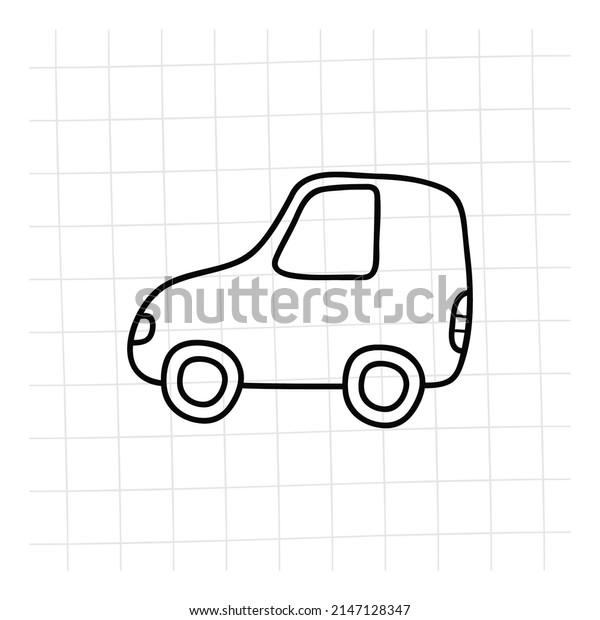 Doodle car. Funny sketch scribble style.\
Hand drawn toy car vector\
illustration.