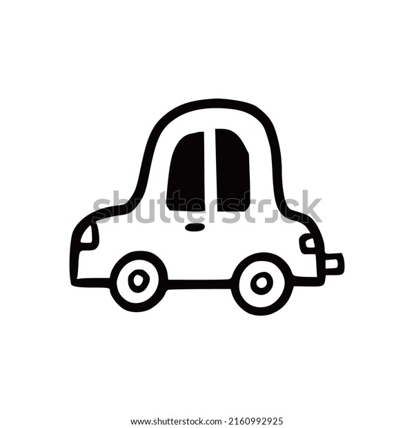 Doodle car. Funny sketch scribble style.\
Hand drawn toy car vector\
illustration.