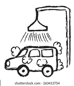 doodle Car Wash, vector illustration