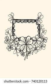 doodle card vector is clover leaves idea.