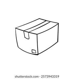 Doodle of a cardboard box. Suitable for packaging, shipping, delivery, and minimalist designs