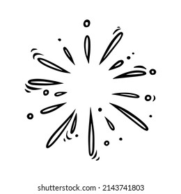 Doodle carnival firework. Shiny forework for parties and celebrations. Vector illustration isolated in white background