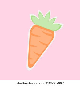 doodle carrot cute illustration isolated soft pink background.