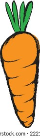 doodle carrot, vector charcoal
