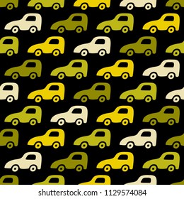 Doodle cars background. Seamless baby boy pattern in vector. Texture for wallpaper, fills, web page background.