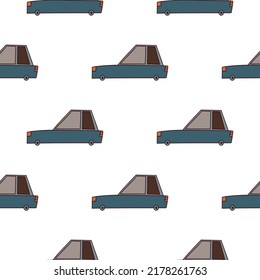 Doodle cars seamless pattern. Transport wallpaper. Kids automobile background. Design for fabric, textile print, wrapping, cover, surface