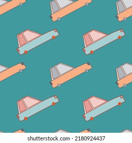 Doodle cars seamless pattern. Transport wallpaper. Kids automobile background. Design for fabric, textile print, wrapping, cover, surface
