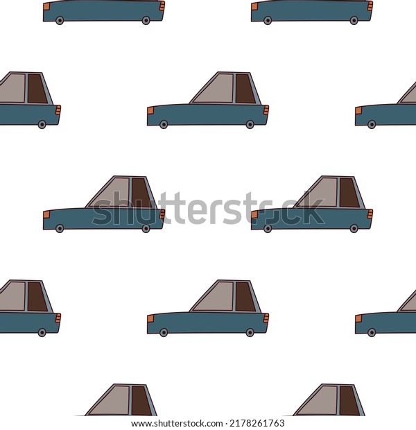 Doodle cars seamless pattern. Transport\
wallpaper. Kids automobile background. Design for fabric, textile\
print, wrapping, cover,\
surface