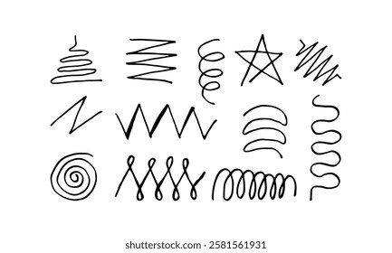 Doodle cartoon abstract scribble lines element vector decoration.