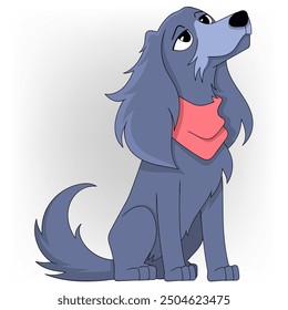 doodle cartoon animal image, gray guard dog with a pitiful face, thin body