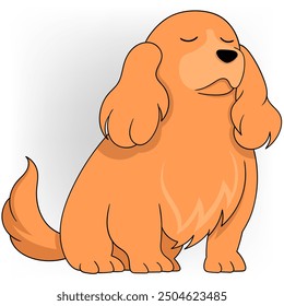 Imagen animal de la historieta del doodle, perro peludo anaranjado grueso con expresión facial inocente