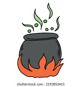 Doodle Cartoon Boiling Pot Vector Illustration Stock Vector (Royalty ...